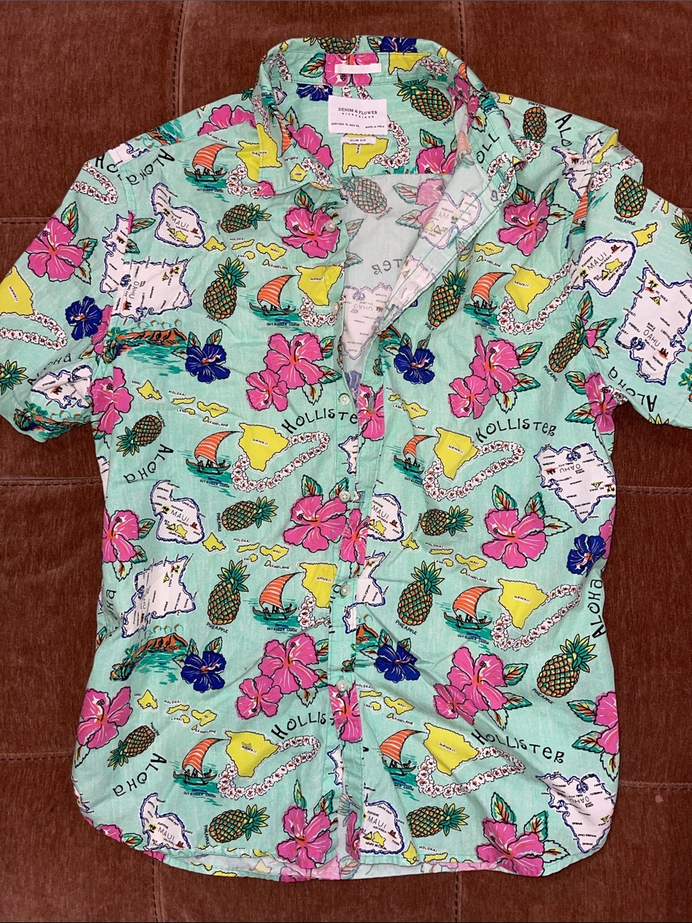 Hollister Kids' Mint Hawaiian Print Short-Sleeve Shirt